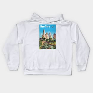 New York USA Vintage Travel Poster Kids Hoodie